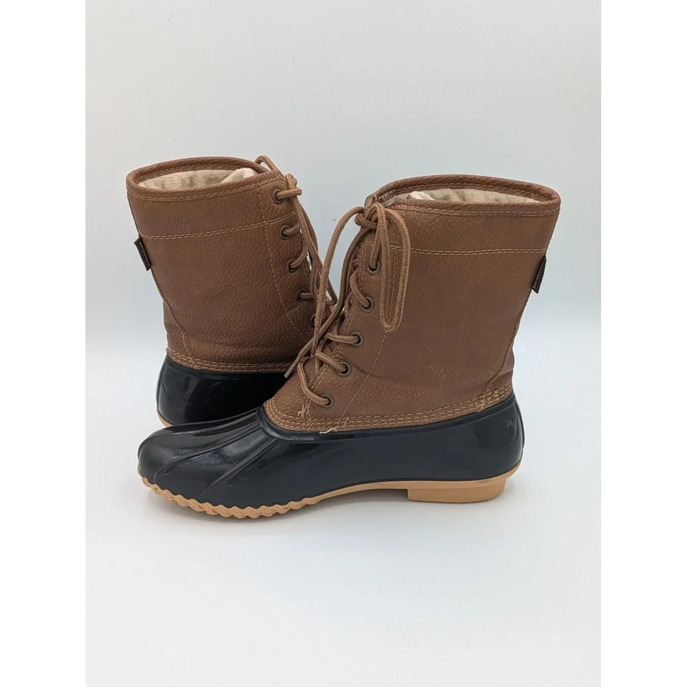 Maplewood Duck Boots 8 Brown Black Gorpcore Waterproof Winter Faux Fur Lining